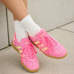 Womens adidas Handball Spezial Athletic Shoe - Lucid Pink / Almost Yellow / Gold Metallic