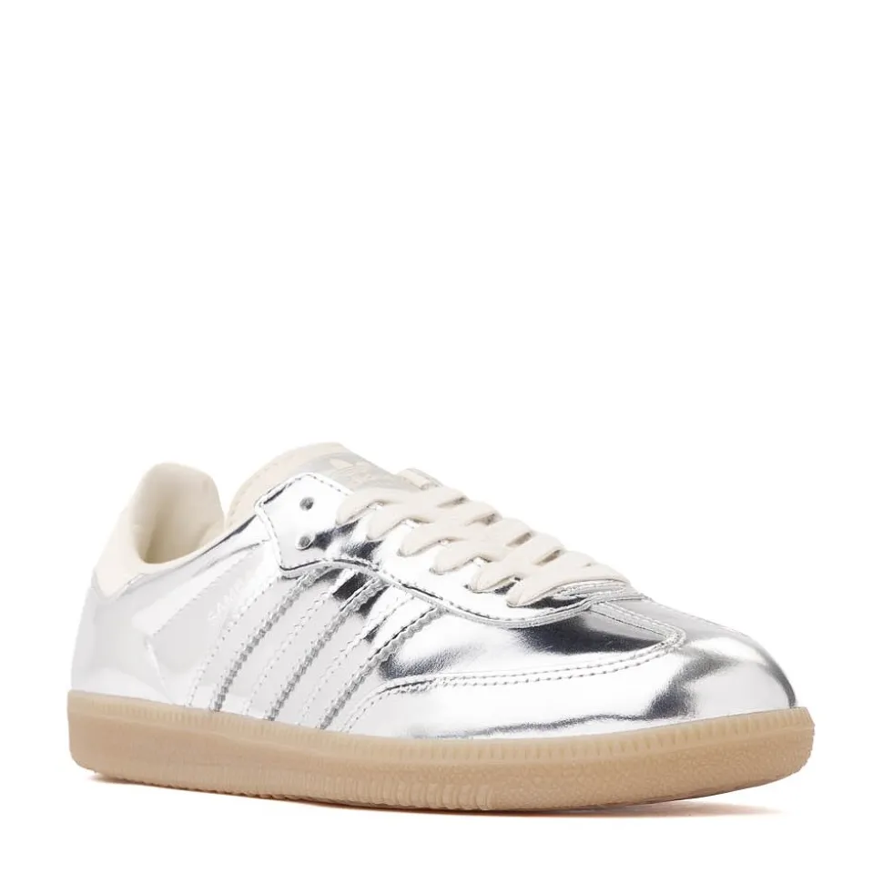 Womens adidas Samba OG Athletic Shoe - Silver Metallic / Silver Metallic / Gum