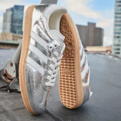 Womens adidas Samba OG Athletic Shoe - Silver Metallic / White / Core White
