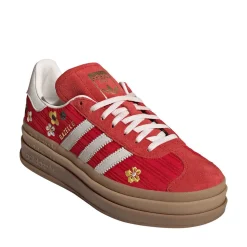 Womens adidas x Liberty London Gazelle Bold Athletic Shoe - Better Scarlet / Off White / EQT Yellow