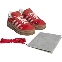 Womens adidas x Liberty London Gazelle Bold Athletic Shoe - Better Scarlet / Off White / EQT Yellow