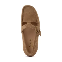 Womens Clarks Wallabee Evo T-Bar Mocassin - Dark Sand