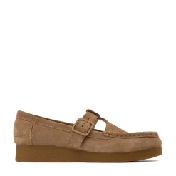 Womens Clarks Wallabee Evo T-Bar Mocassin - Dark Sand