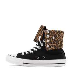 Womens Converse Chuck Taylor All Star Fold-Over High-Top Sneaker - Black / Leopard