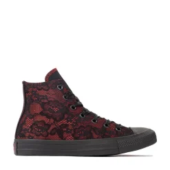 Womens Converse Chuck Taylor All Star High-Top Dressed Up Lace Overlay Sneaker - Black / Park Red