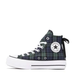 Womens Converse Chuck Taylor All Star Lift Plaid High-Top Sneaker - Navy / Branch Out
