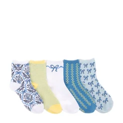 Womens Ditsy Bows Quarter Socks 5 Pack - Multicolor