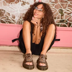 Womens Dr. Martens Dunnet Flower Sandal - Kelp Brown