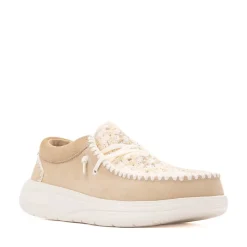 Womens HEYDUDE Wendy Comf Crochet Slip-On Casual Shoe - Irish Creme