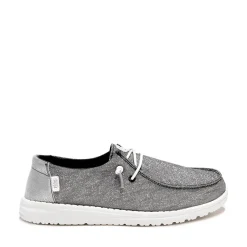 Womens HEYDUDE Wendy Metallic Sparkle Slip-On Casual Shoe - Charcoal