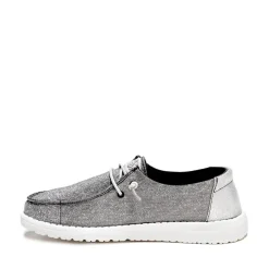 Womens HEYDUDE Wendy Metallic Sparkle Slip-On Casual Shoe - Charcoal