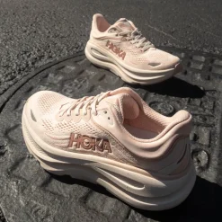 Womens HOKA Bondi 9 Running Shoe - Rose Latte / Rose Cream