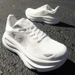 Womens HOKA Bondi 9 Running Shoe - White / White