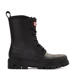 Womens Hunter Diana Lace-Up Rain Boot - Black