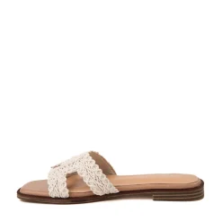 Womens Madden Girl Harmony Crochet H-Strap Slide Sandal - Natural