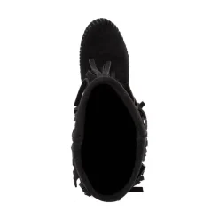 Womens Minnetonka 3-Layer Fringe Boot - Black