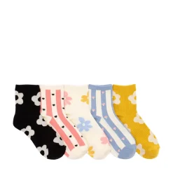 Womens Mod Floral Quarter Socks 5 Pack - Multicolor