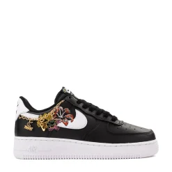 Womens Nike Air Force 1 '07 Premium Flowers Athletic Shoe - Black / Metallic Gold / White / White