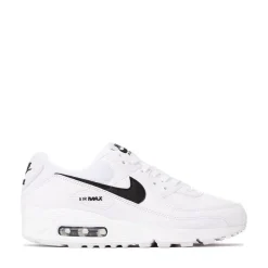 Womens Nike Air Max 90 Athletic Shoe - White / White / Black