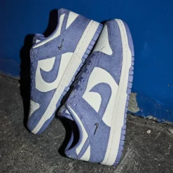 Womens Nike Dunk Low Athletic Shoe - Sail / Metallic Silver / World Indigo