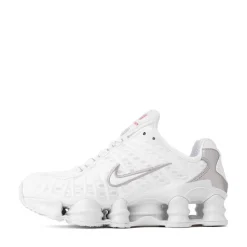 Womens Nike Shox TL Athletic Shoe - White / Metallic Silver / Max Orange / White