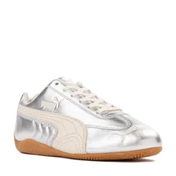 Womens PUMA Speedcat Metallic Athletic Shoe - Silver / Alpine Snow / Gum