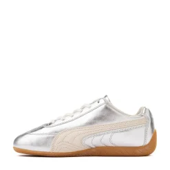 Womens PUMA Speedcat Metallic Athletic Shoe - Silver / Alpine Snow / Gum