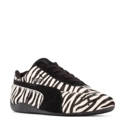 Womens PUMA Speedcat Zebra Athletic Shoe - Warm White / PUMA Black