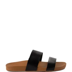 Womens Reef Cushion Vista Slide Sandal - Black / Natural