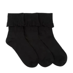 Womens Turn Cuff Socks 3 Pack - Black
