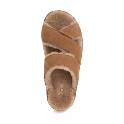 Womens UGG® Greenport Cross Strap Slide Sandal - Chestnut