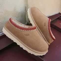 Womens UGG® Tasman II Slipper - Sand / Dark Cherry